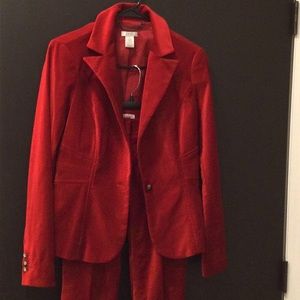 Cache Red Velvet Pants Suit: Beautiful Holiday Suit.